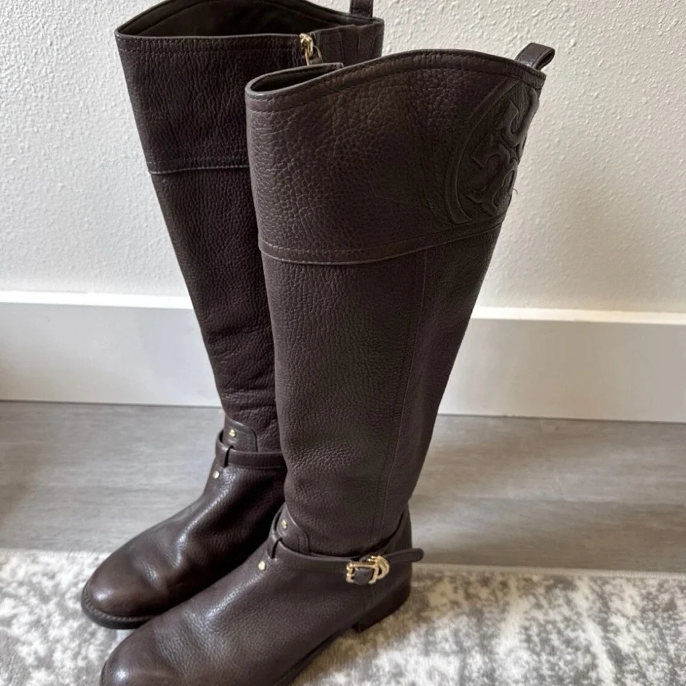 Brown Leather Riding Boots - Tory Burch - Picture 5 of 5